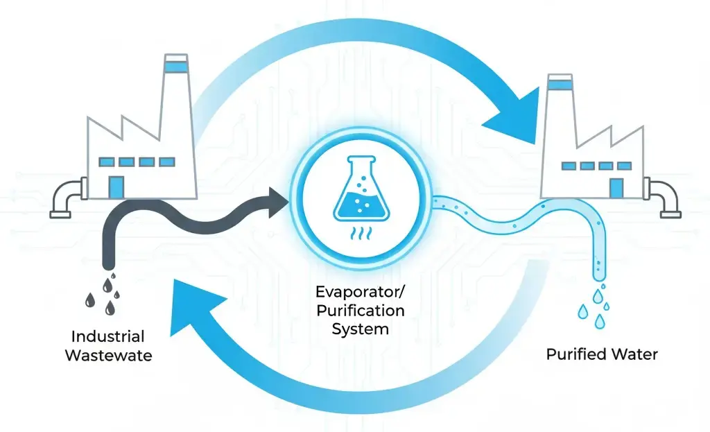 Ciclo cerrado de reutilización de agua en fábrica
